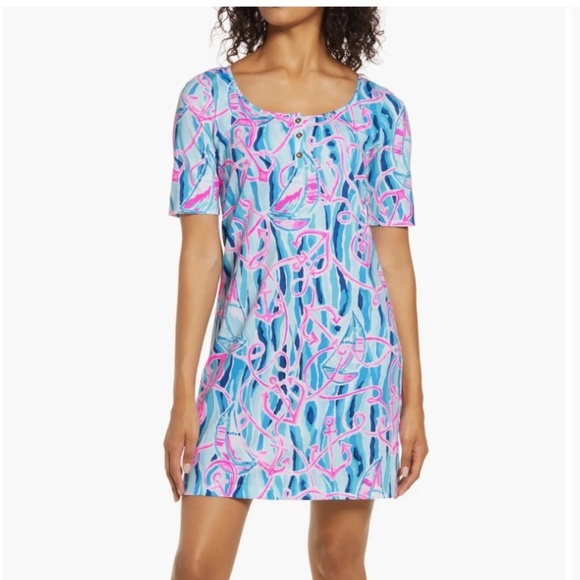 Lilly Pulitzer Blue Pink Gavyn Print Shift Dress Size XXS, New with tags! NWT - Picture 1 of 11